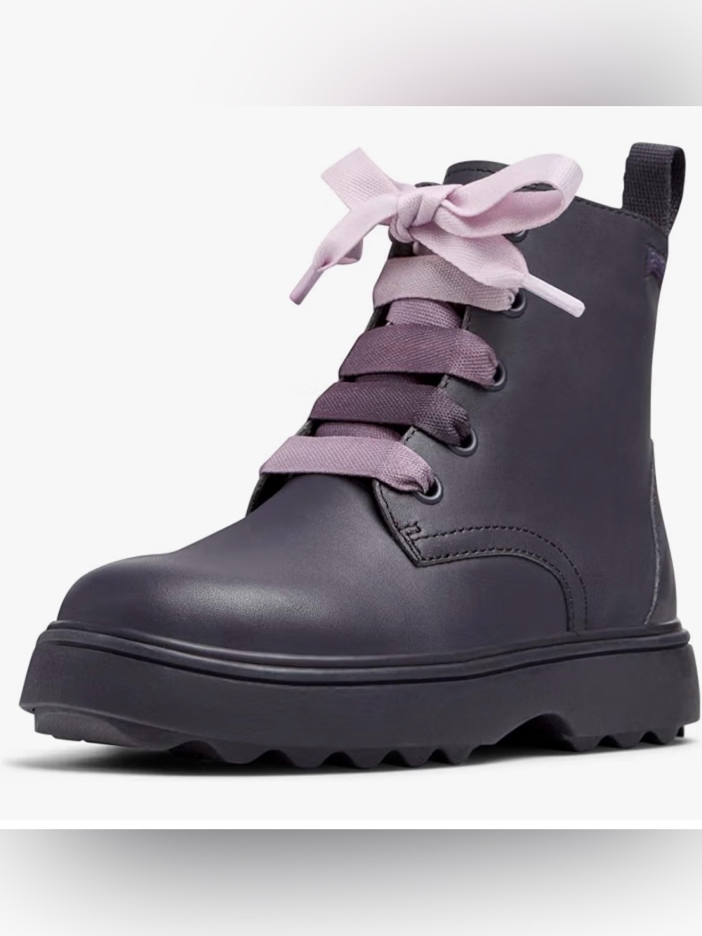 Camper Girl's Norte K900150 Ankle Boot Lace Up Black/Purple Leather Shoes Sz 1
